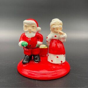 Vintage Kreiss Christmas Santa Mrs Claus Candlestick Holder Japan Ceramic